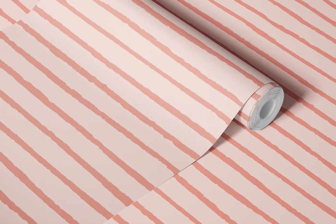 Abstract Stripes Coral Peach wallpaper roll