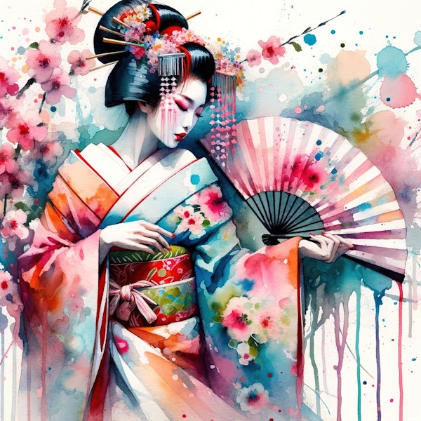 Serene Geisha With Folding Fan