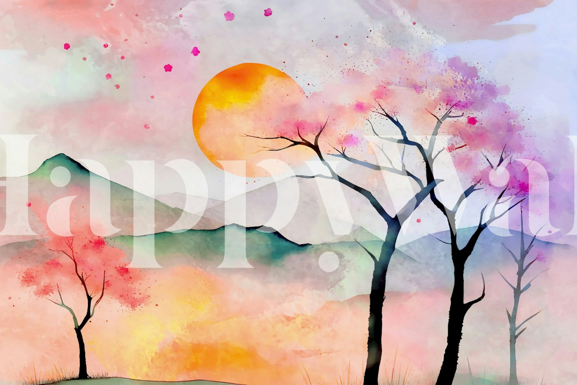 tapeta Japanese Surrealism Garden Landscape