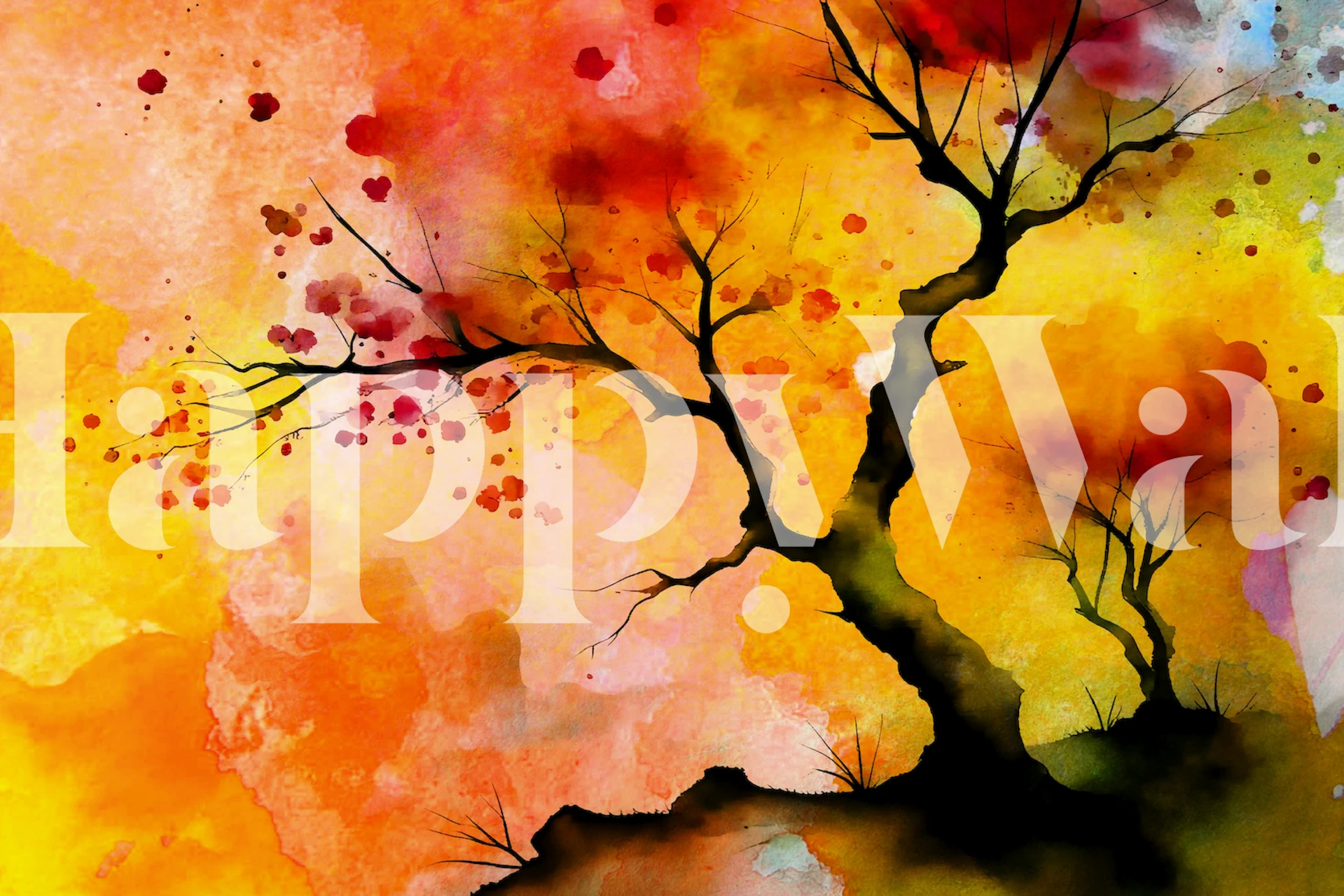 Japanese Sakura Forest wallpaper in a room