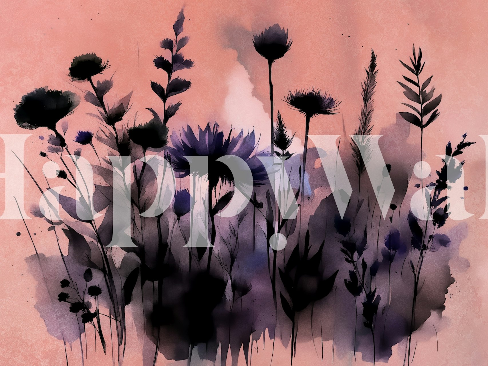 Moody wildflower surrealism tapet i et rom