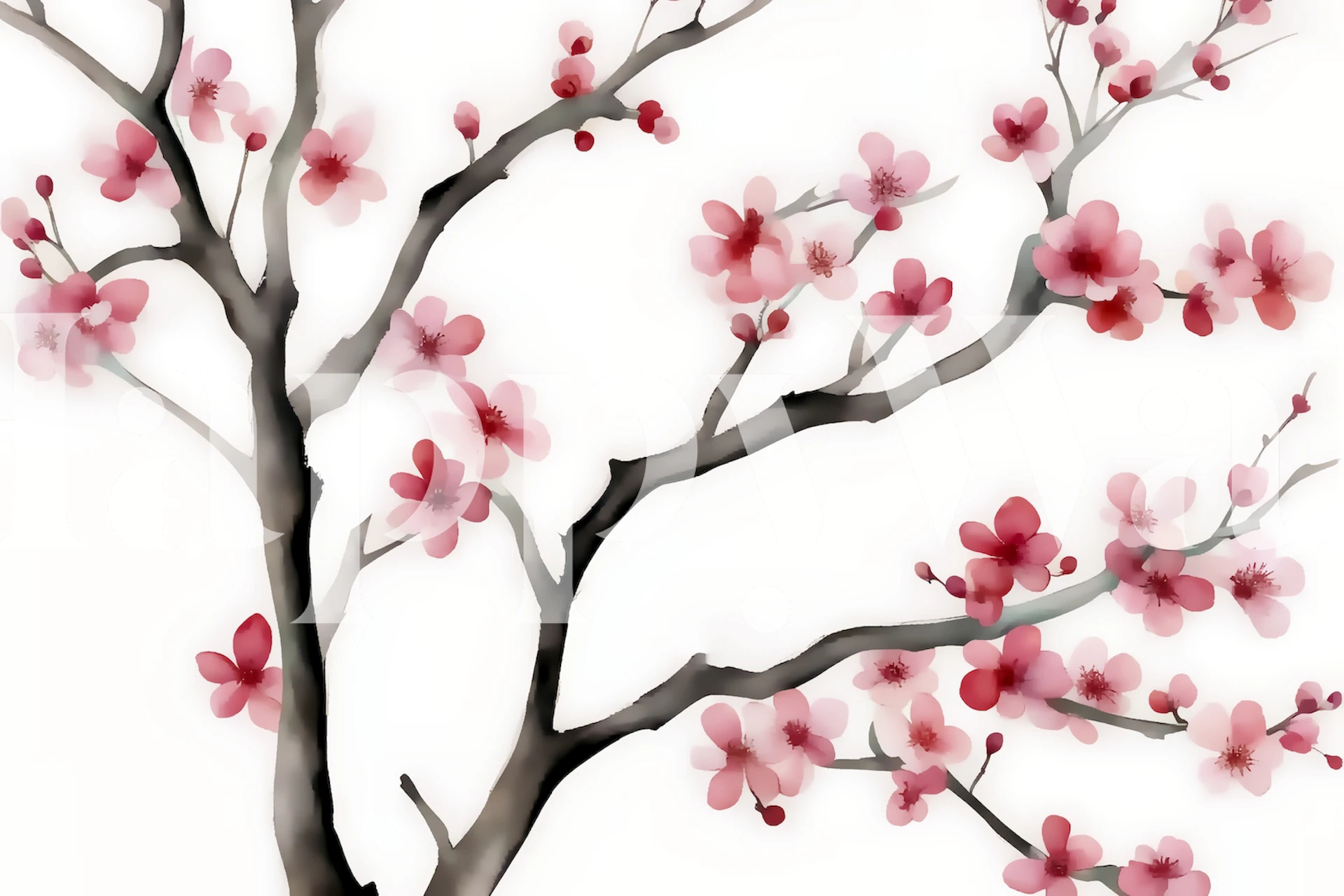 Japanese Sakura Tree Blossom Branches wallpaper in a room
