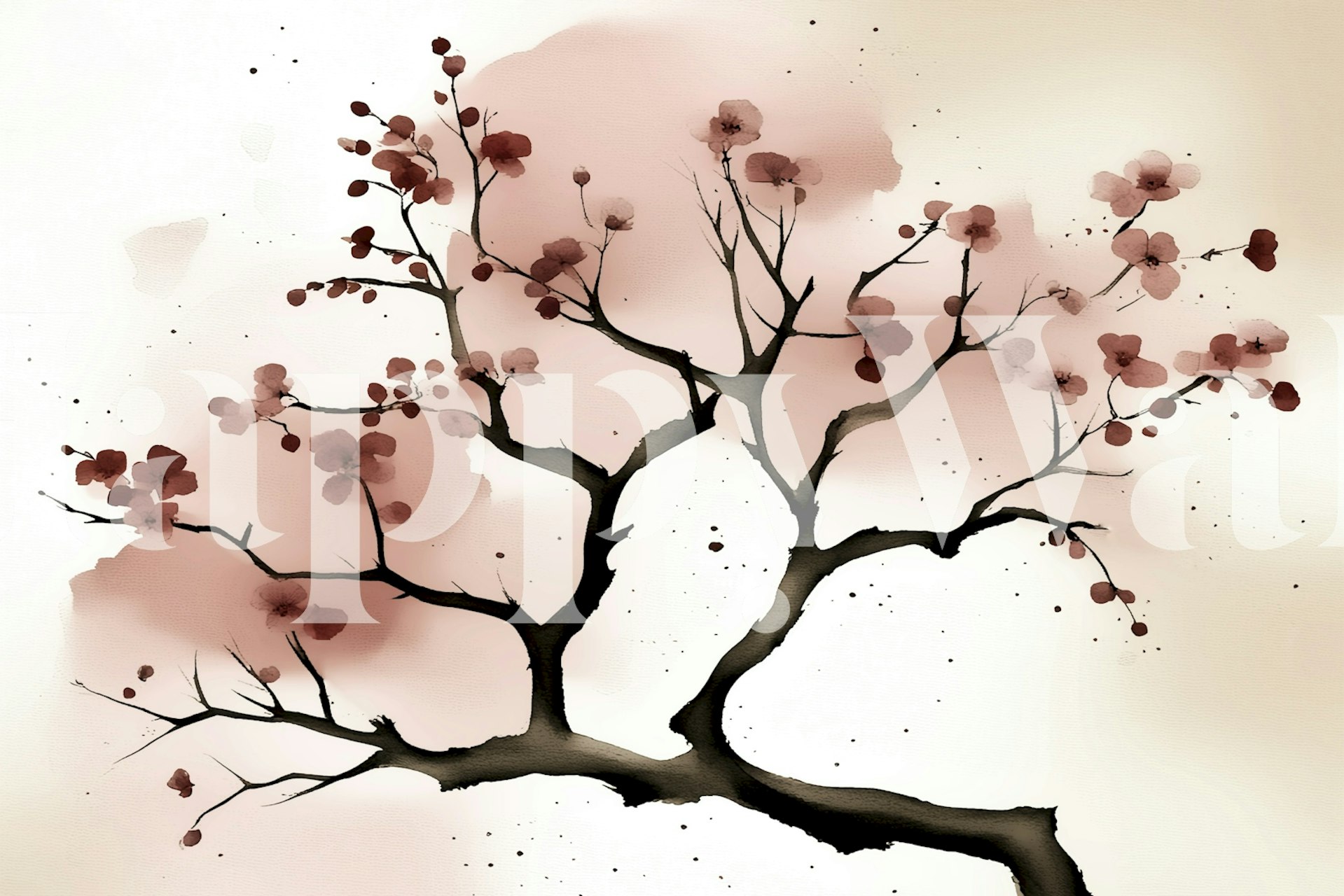 Tapeta Sakura tree branch w pokoju