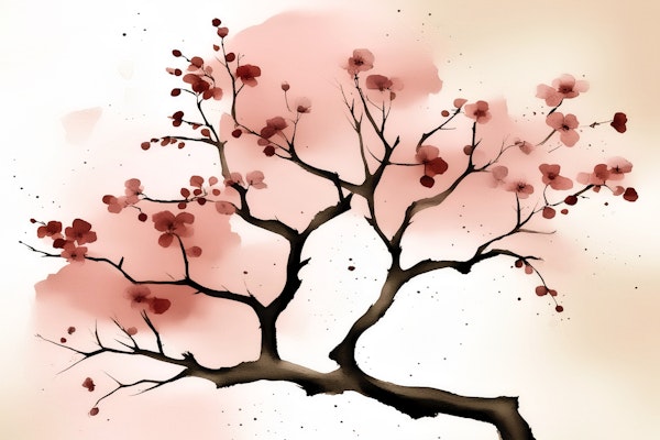 Beautiful Japanese Sakura Tree Branch