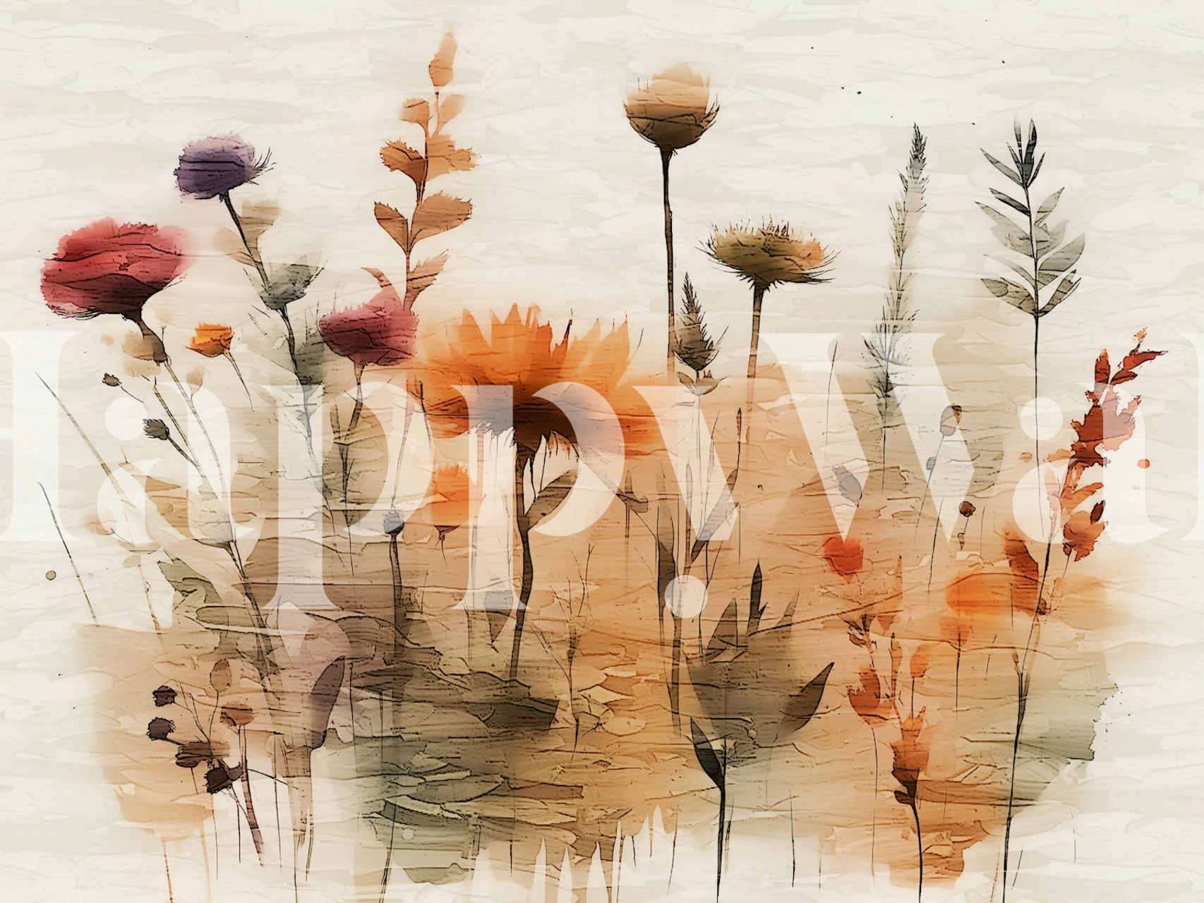 Wildflower wallpaper in a soft painted room setting