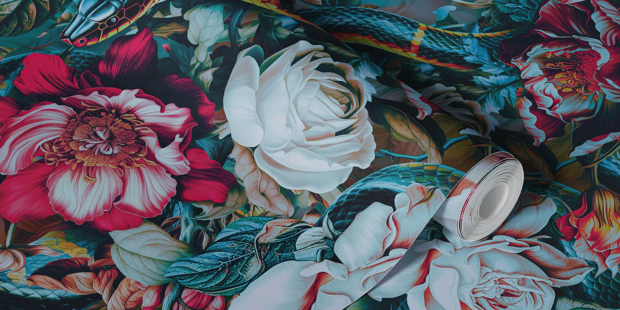 Poisonous Blue blomsteret tapet i et rum