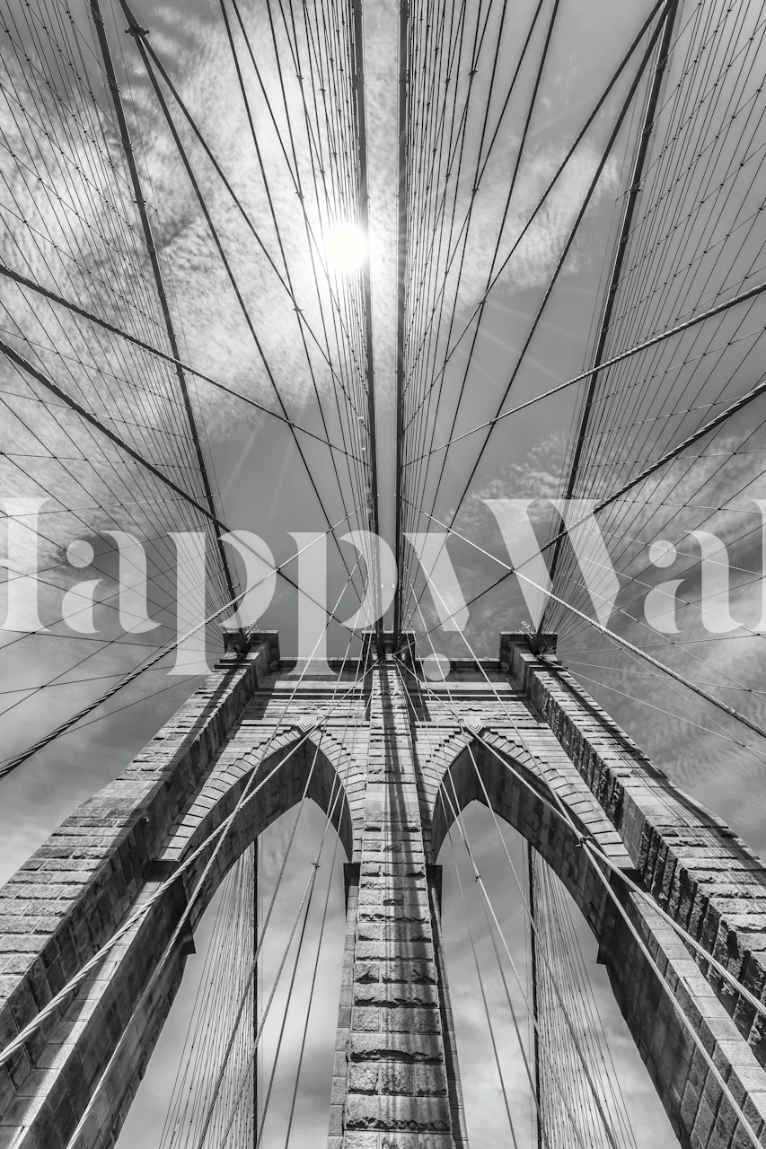 Monochrome Brooklyn Bridge wallpaper in room