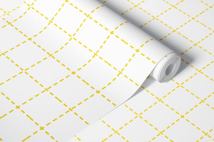 Grid Yellow and Whitewallpaper roll