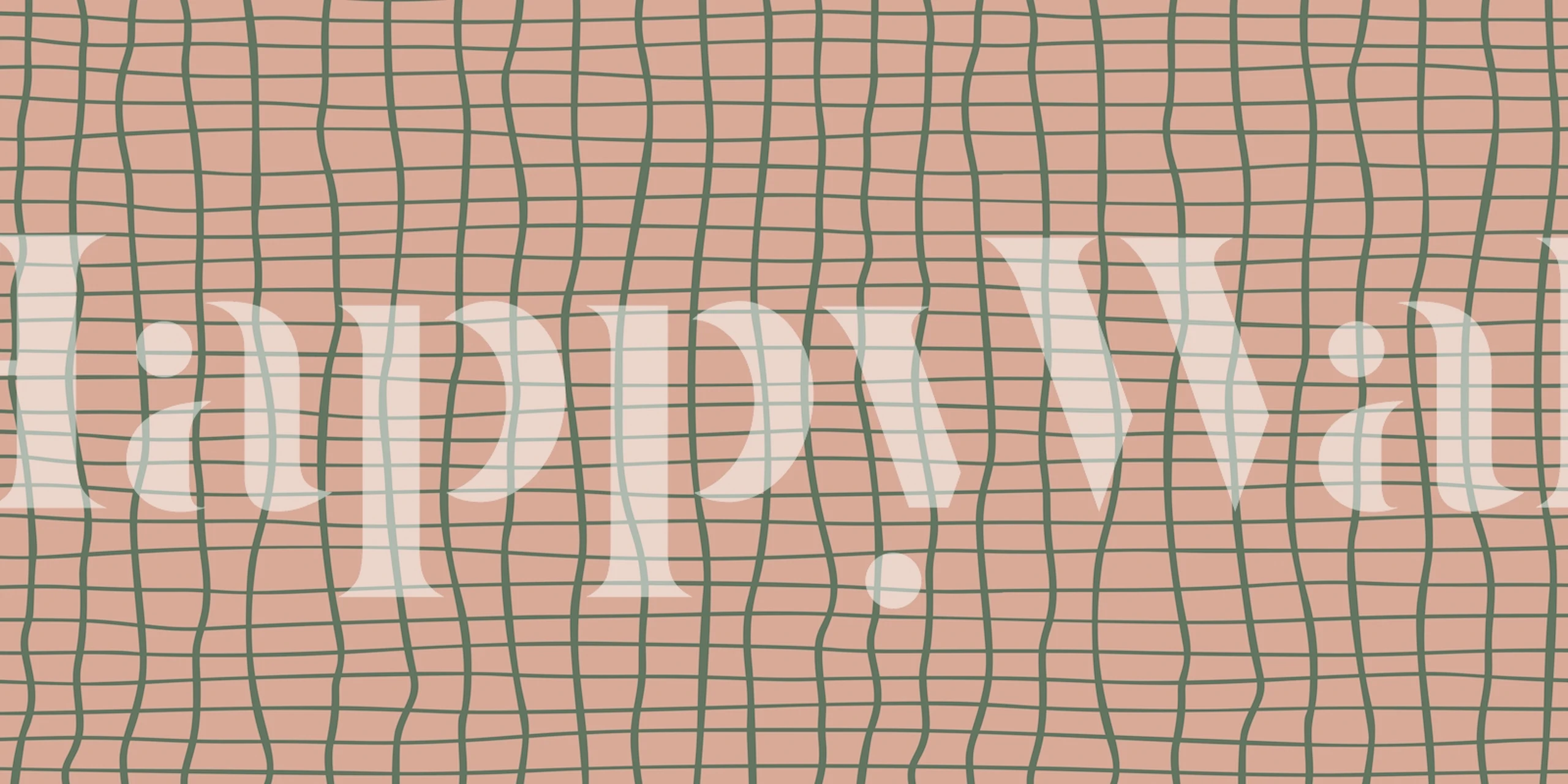 Green grid pattern on a soft pink background wallpaper