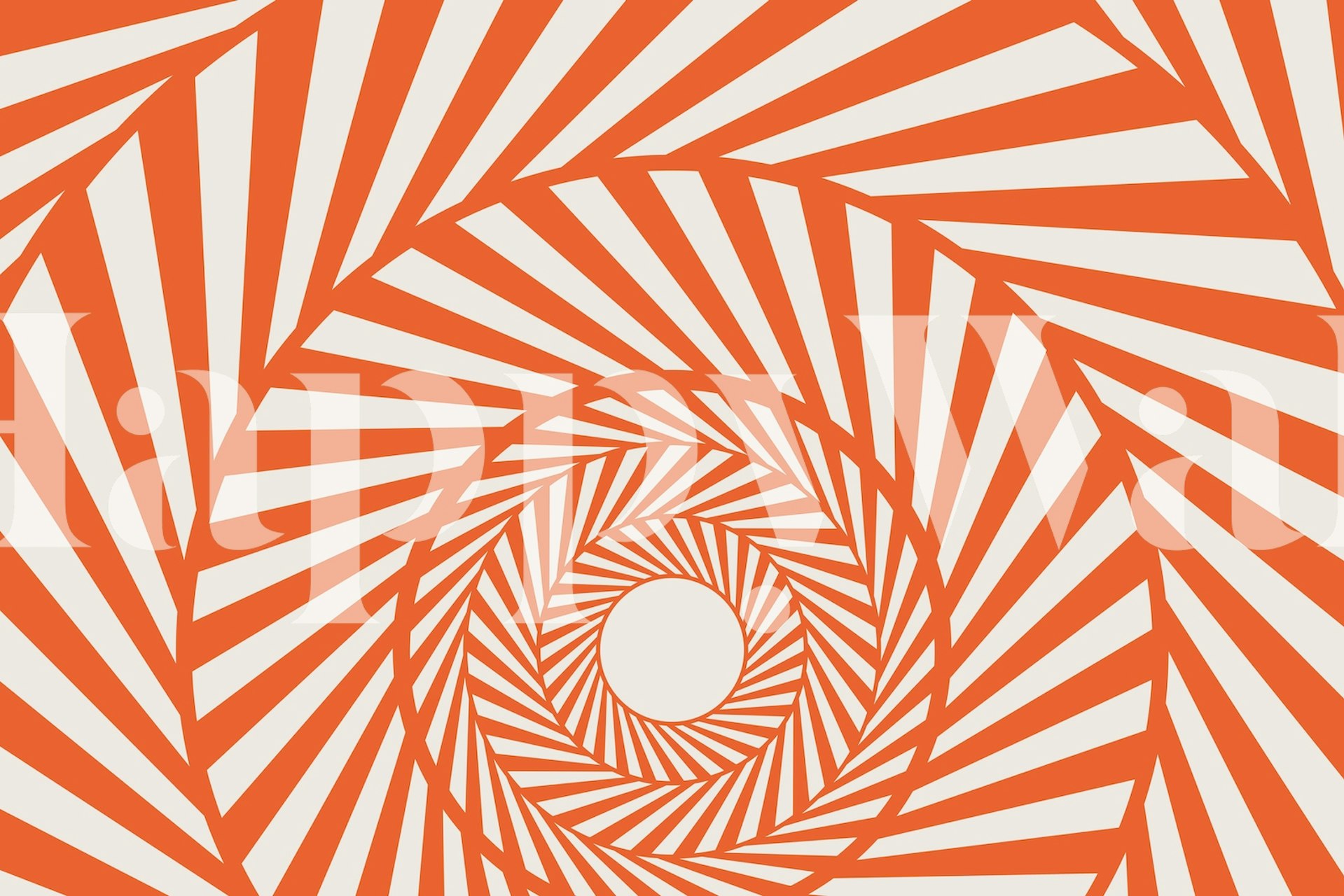 Ρετρό τοιχογραφία ανατολής της δεκαετίας του '70 με πορτοκαλί γραμμικό μοτίβο ηλιοφάνειας