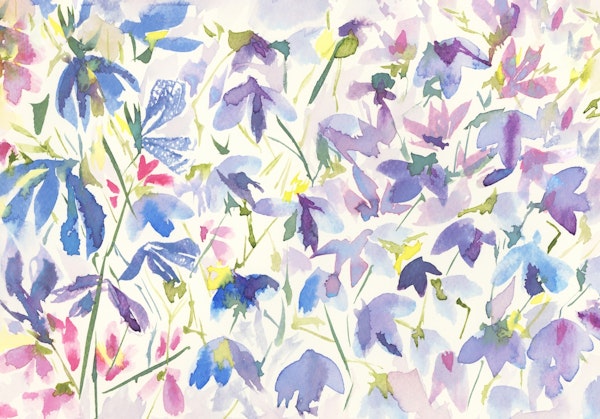 Abstract Wildflower Path watercolour painting