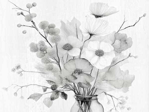 Japandi Wildflowers Black White