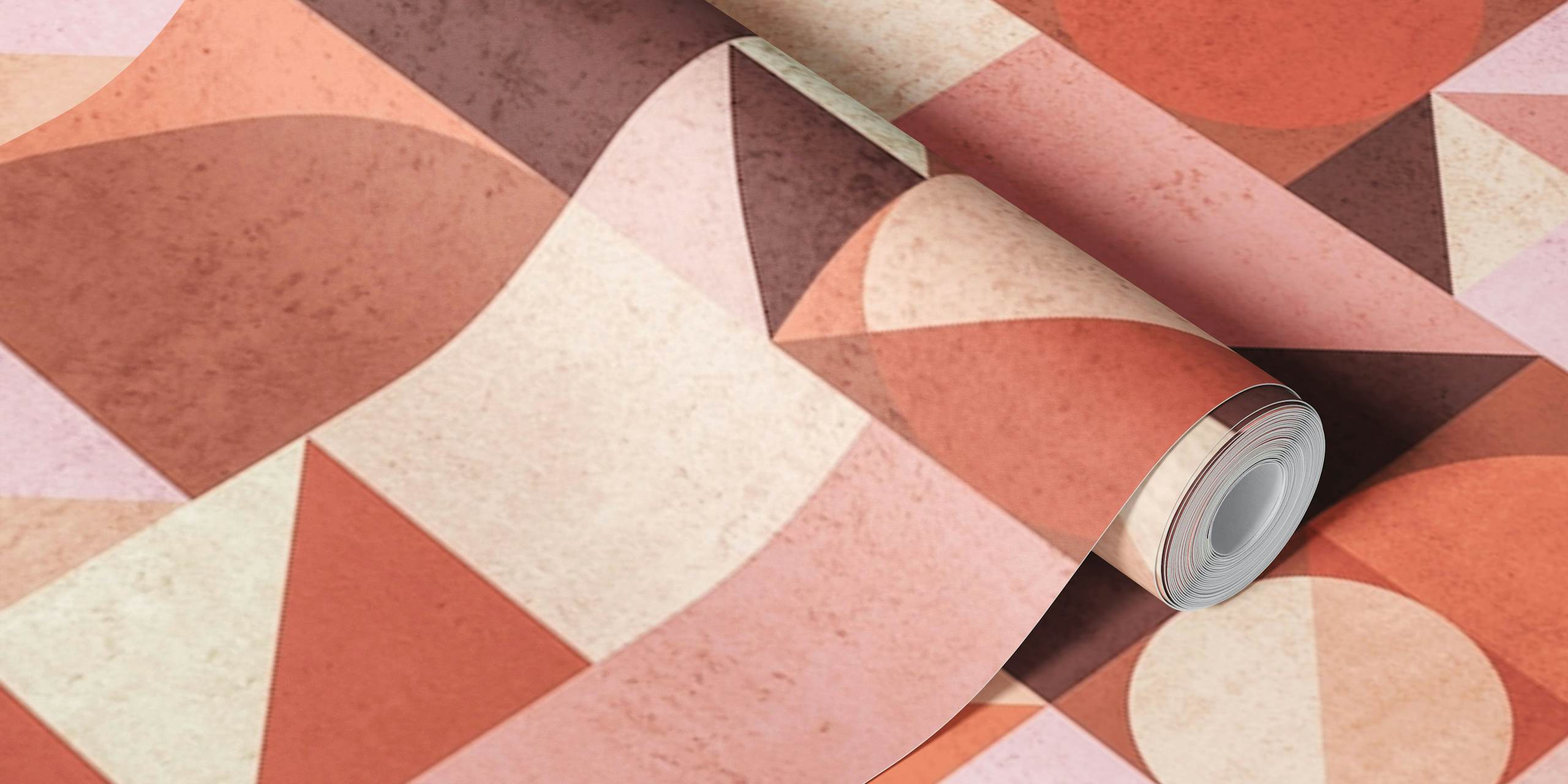Papier peint mural de style Bauhaus moderne du milieu du siècle avec des formes géométriques dans des tons terreux