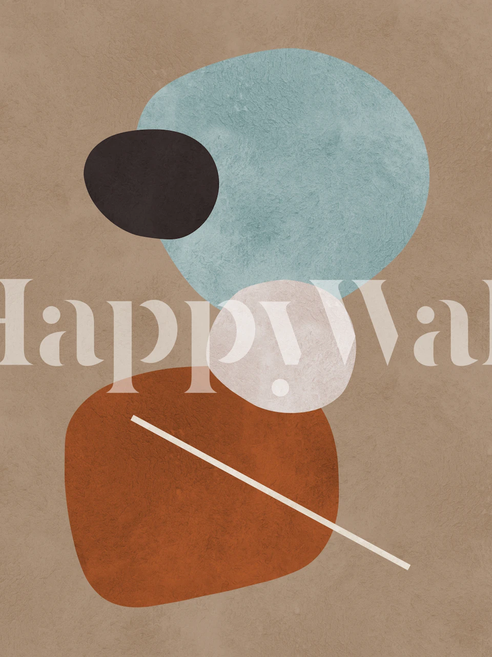 Abstract geometric shapes in soft brown, teal, and cream wallpaper