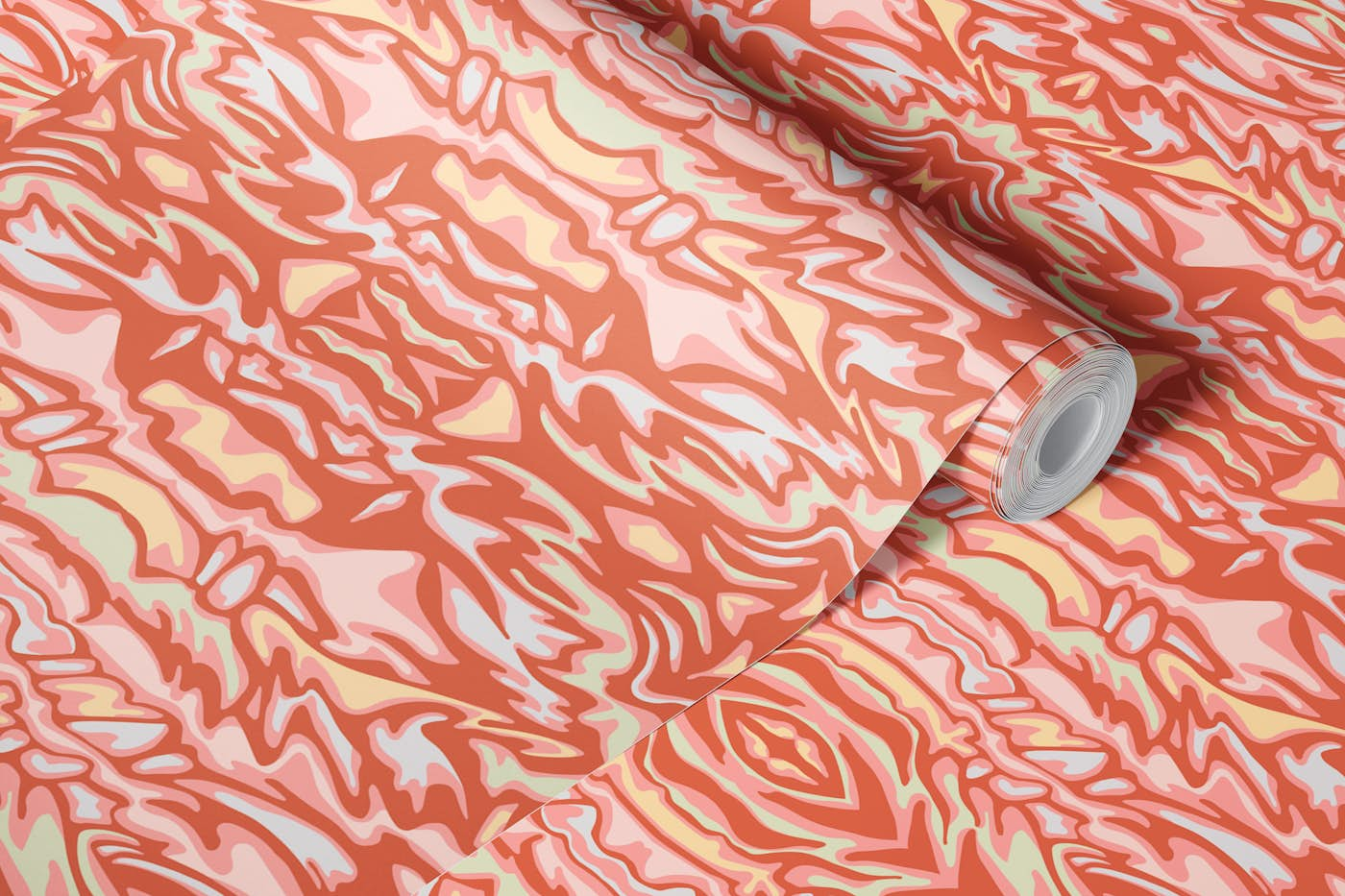 FLOW Retro Marble Abstract - Terracotta wallpaper roll