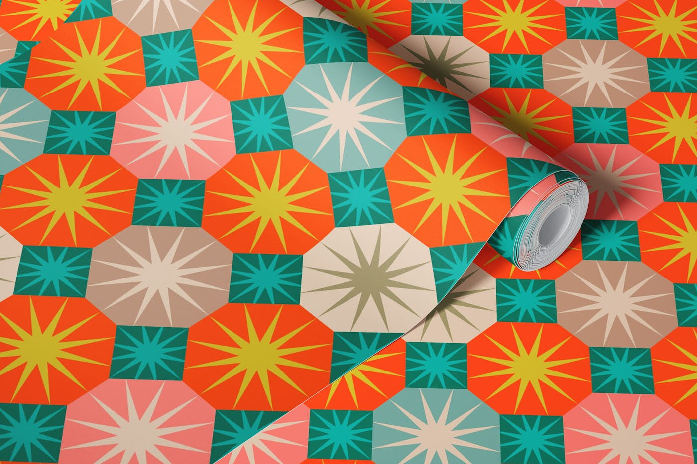 HAIRCAP MOSS Octagon Sunburst Geometric wallpaper roll