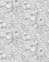 MULTITUDES Doodle Line Drawing Black & White tapetas