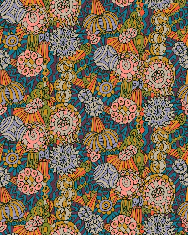 MULTITUDES Doodle Line Drawing 1920s Art Deco