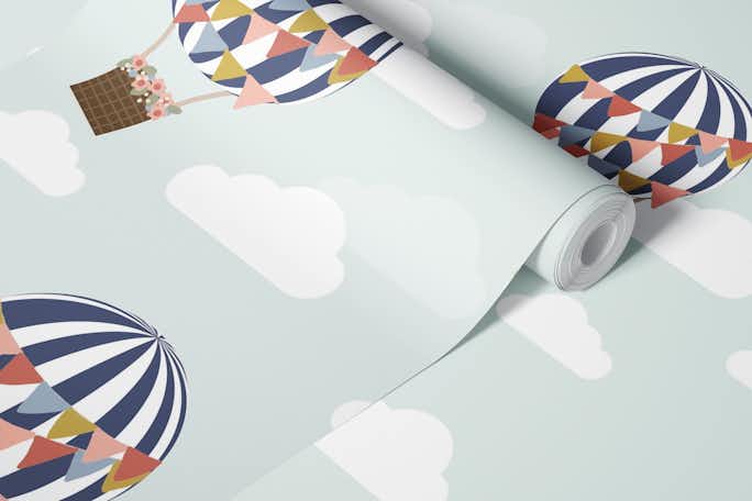 Floral Hot Air Balloon - Largewallpaper roll
