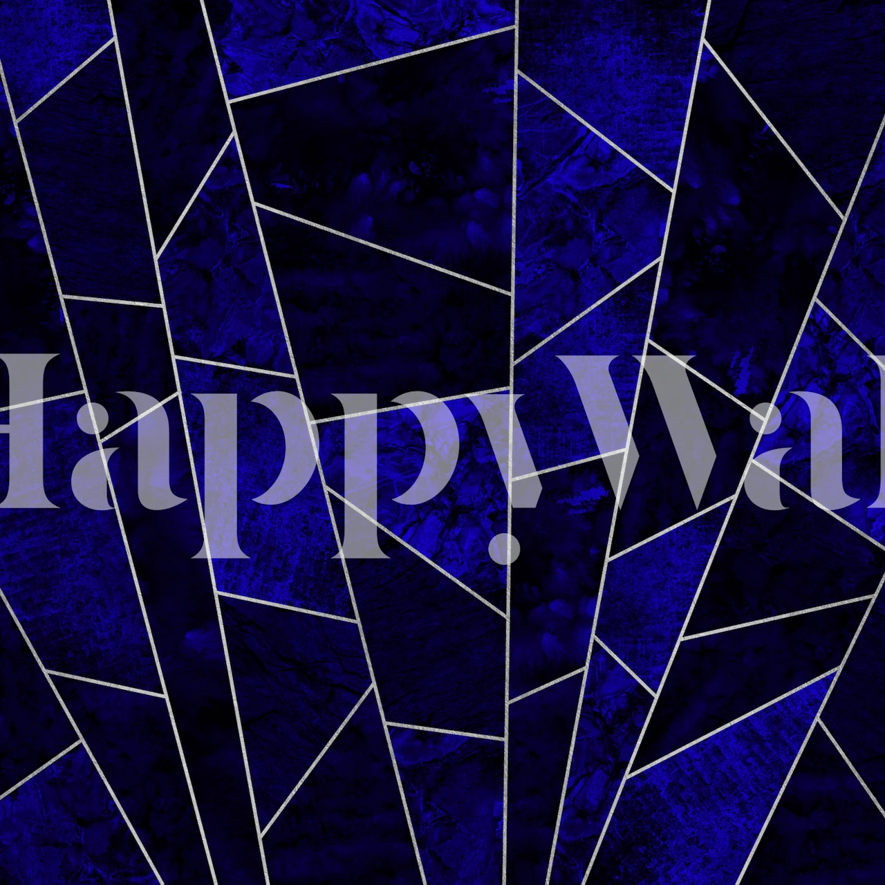 Elegant deep blue sapphire tile pattern with silver accents wall mural