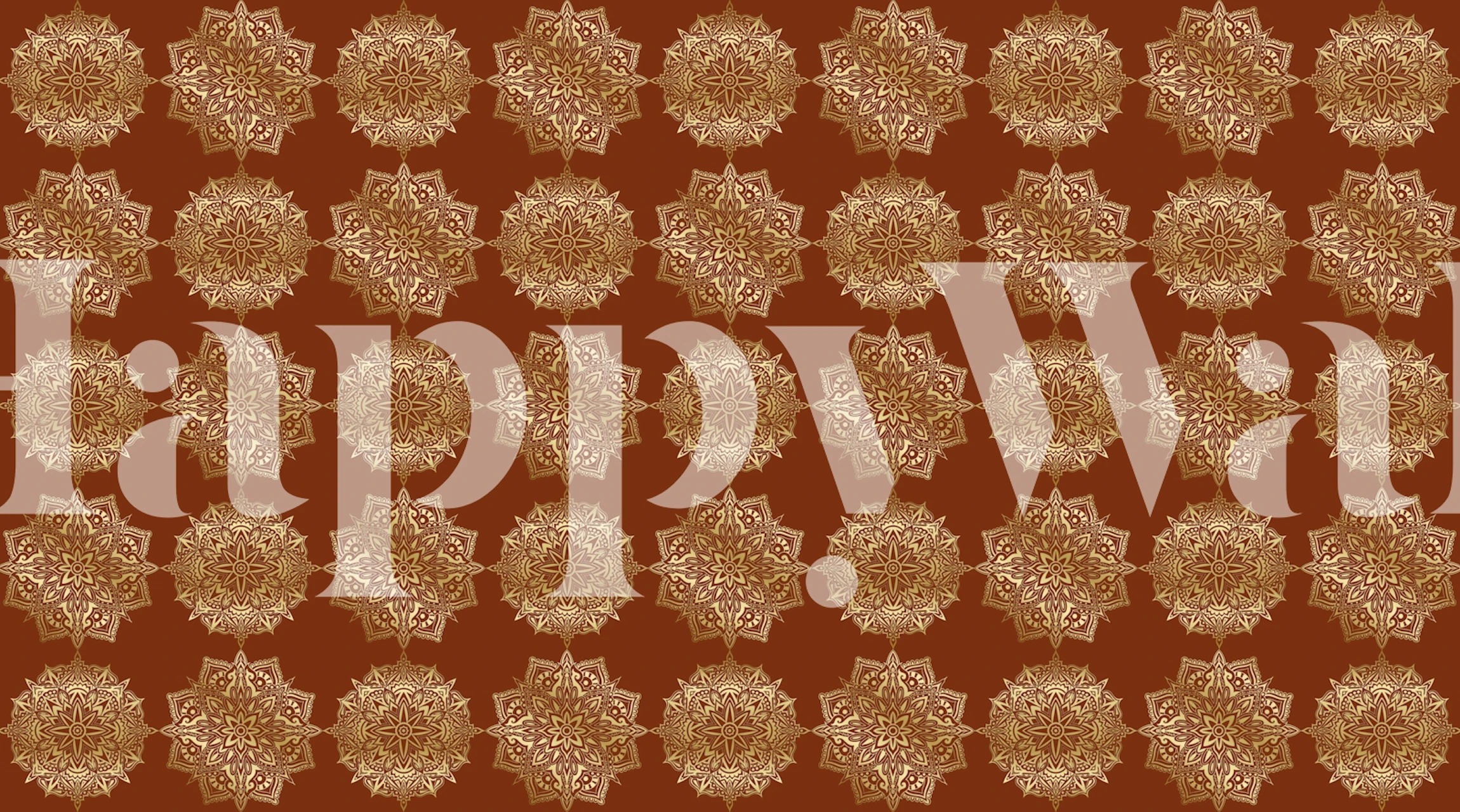 Oriental style wall mural with intricate pattern in warm tones