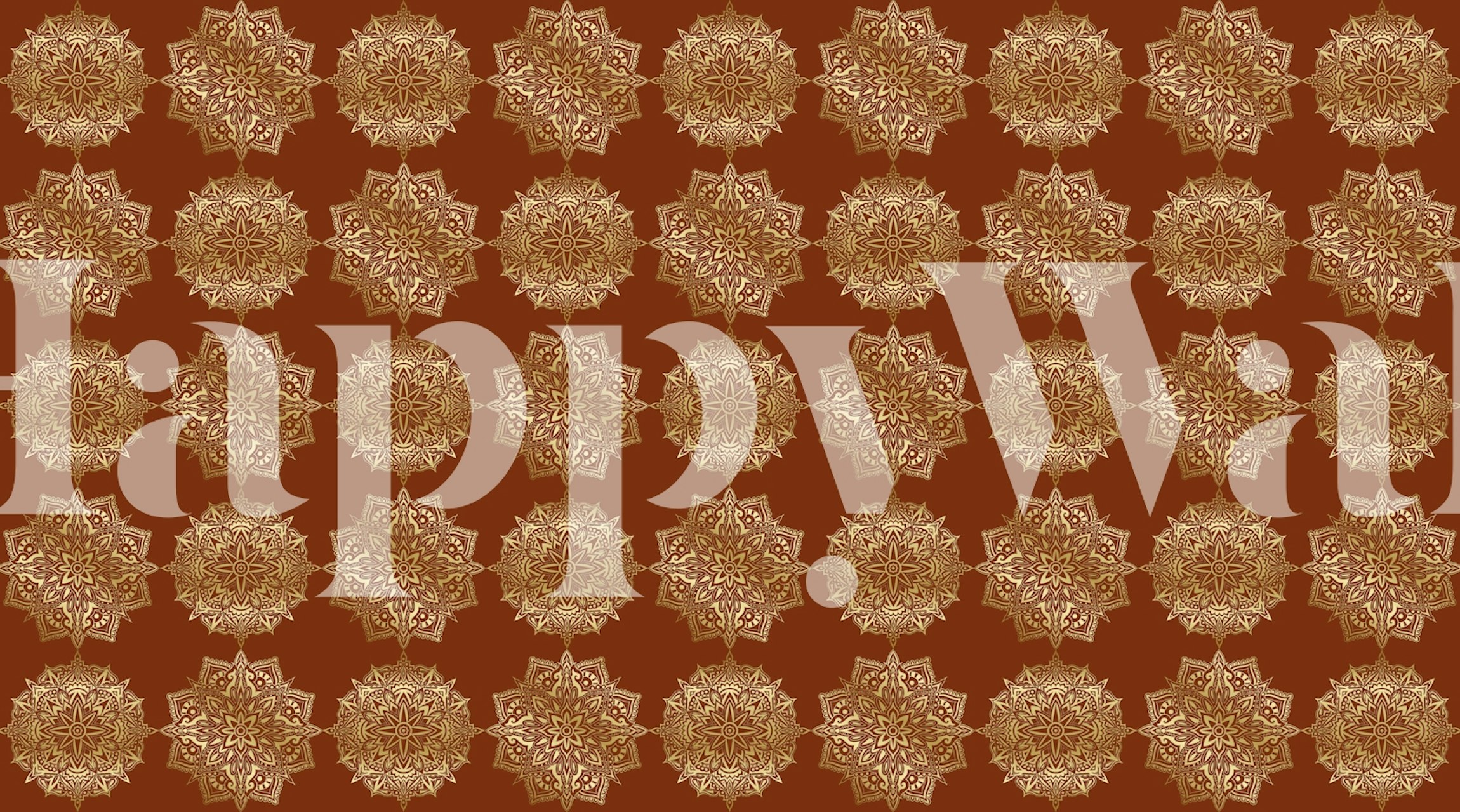 Muurschildering in oosterse stijl met ingewikkeld patroon in warme tinten