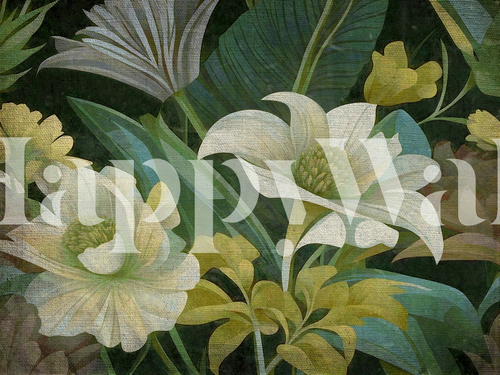 Art Deco Jungle Flowers tapet i et rum