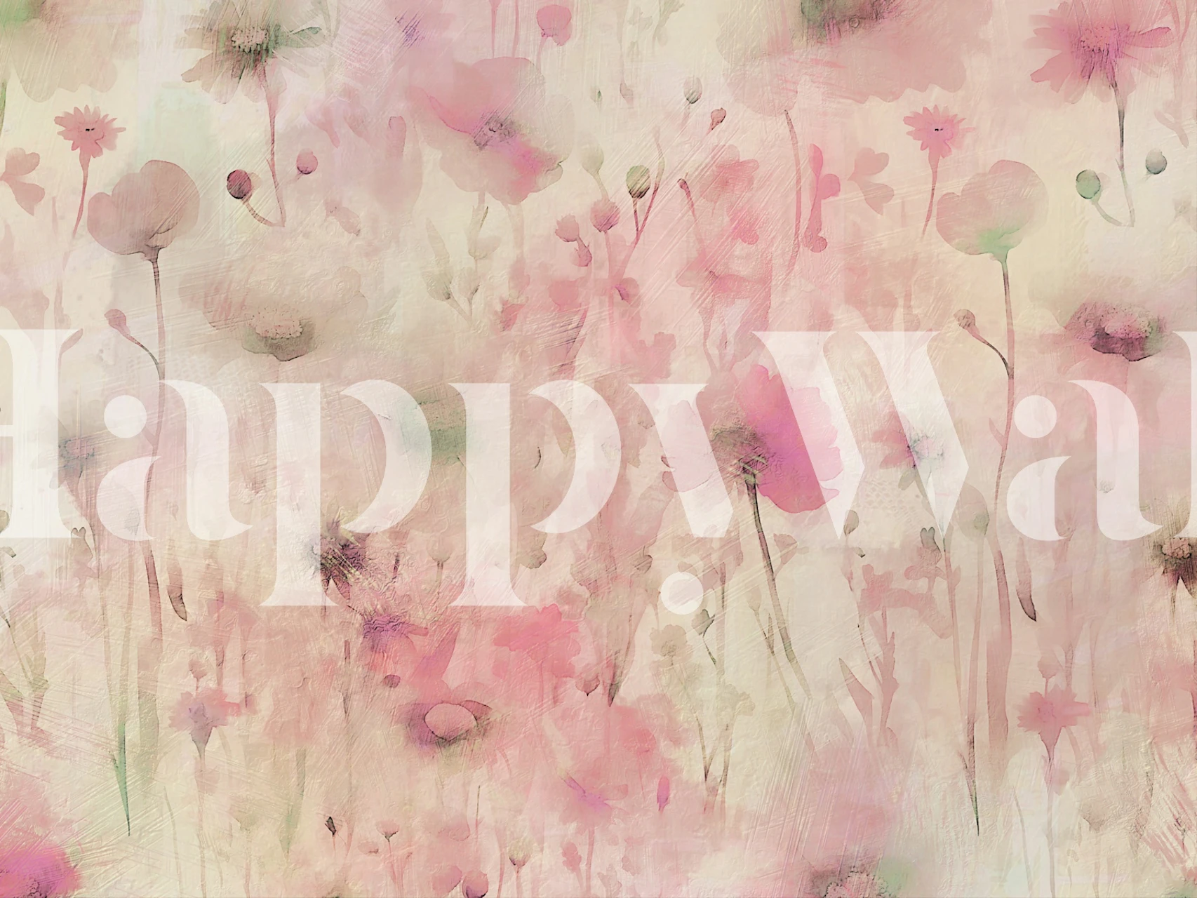 Soft pink vintage floral wallpaper with delicate flower patterns