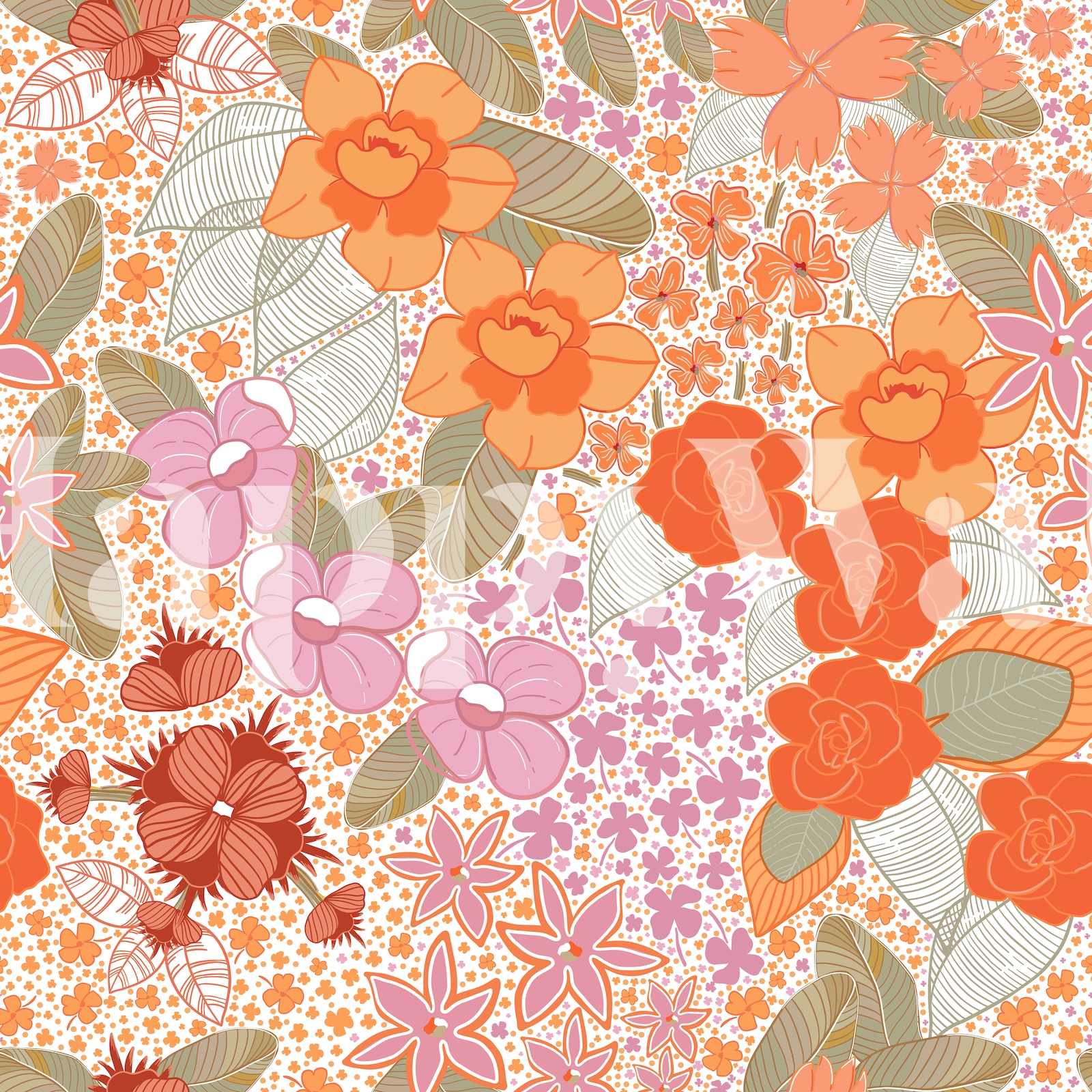 Orange Floral Spring Wallpaper