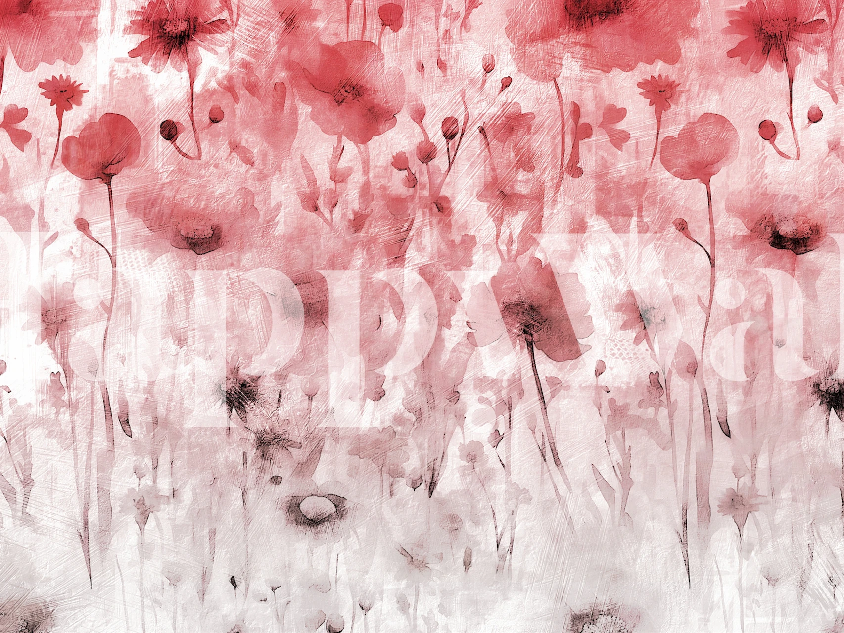 Diseño de papel pintado floral en una habitación