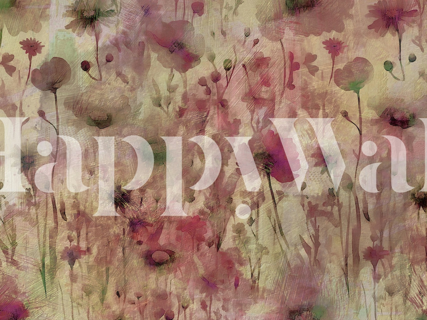 Αρχαία ταπετσαρία με πολυτελές vintage wildflower μοτίβο σε απαλά παστέλ χρώματα.