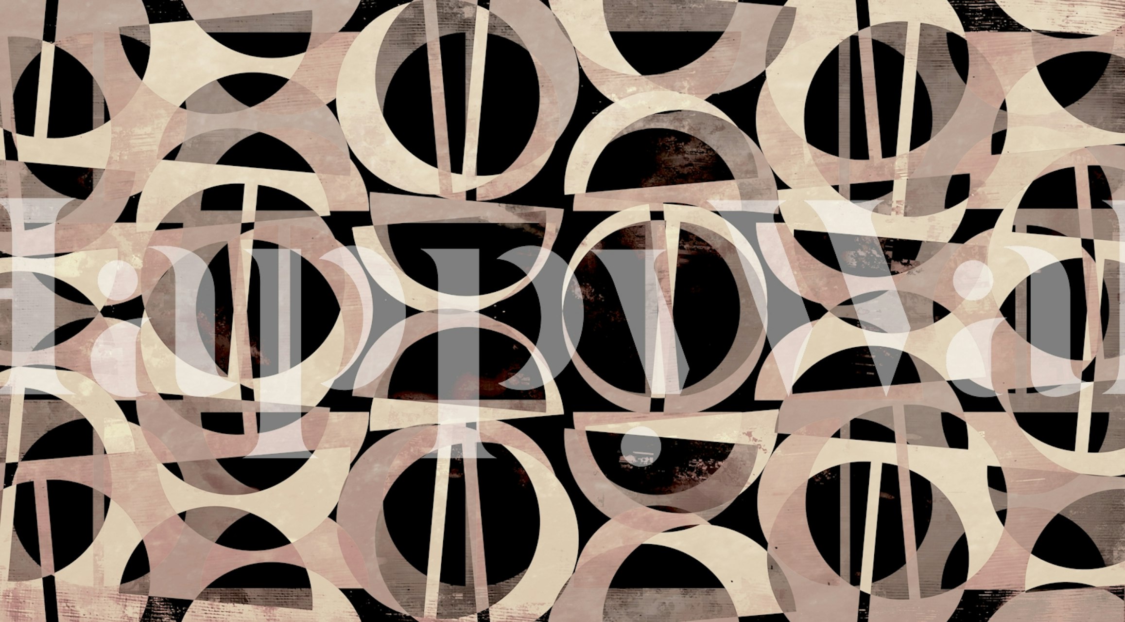 Geometric shapes in soft beige and black tones wallpaper