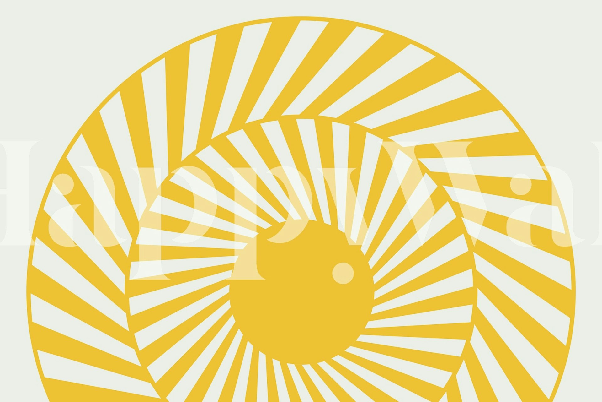 Abstract geel zonnestraalpatroon muurschildering