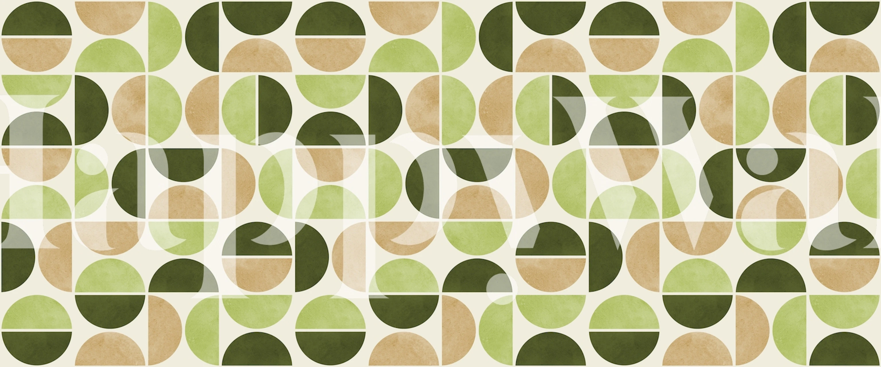 Geometric patterns in green and beige colors wallpaper