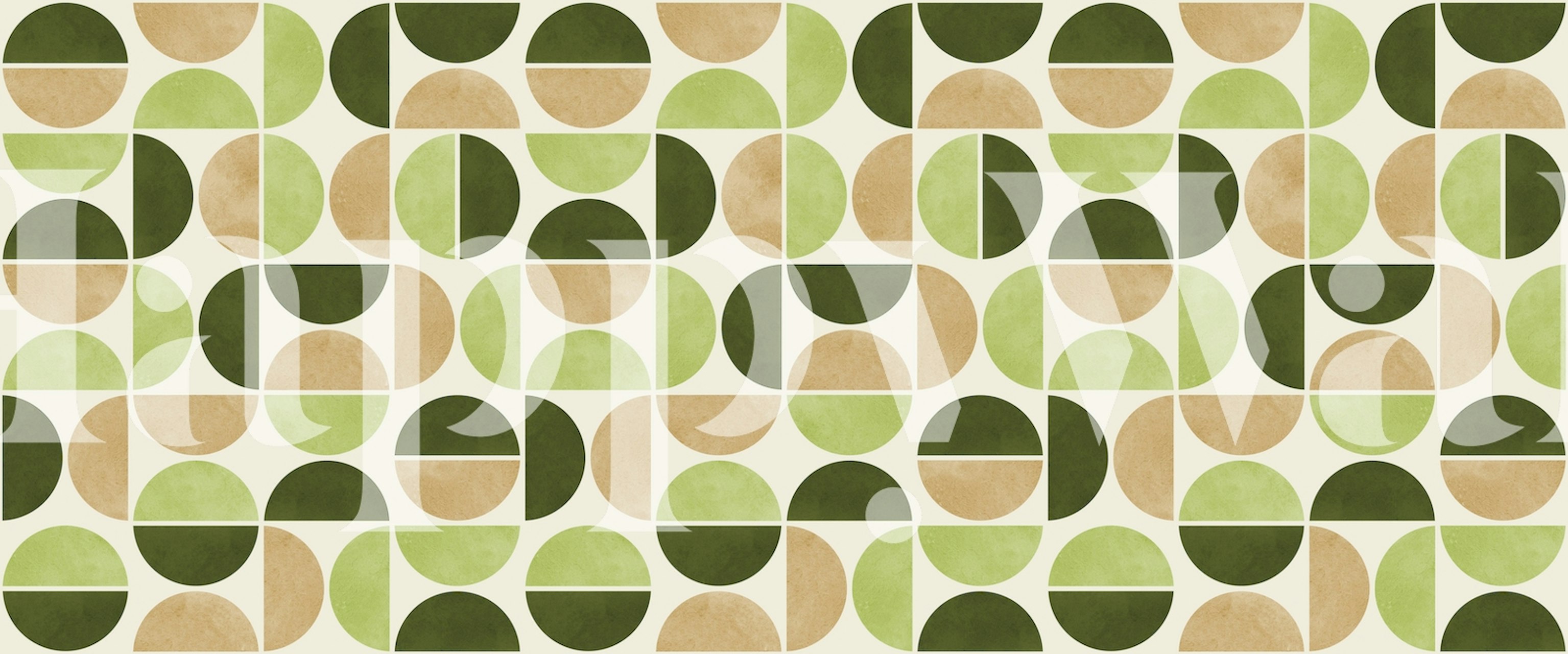 Motif de cercles vert et beige sur fond crème wallpaper