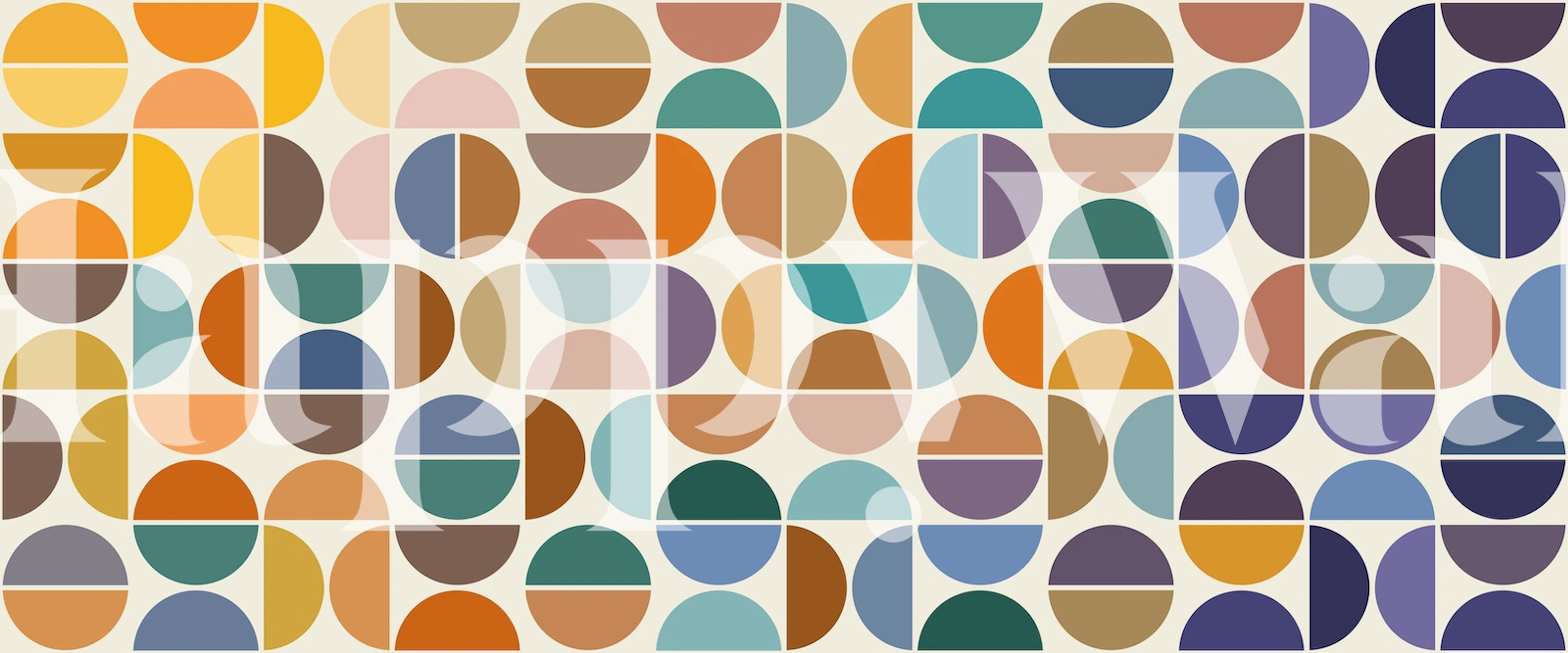 Geometrijski uzorak krugova koji se preklapaju zidni mural u više boja