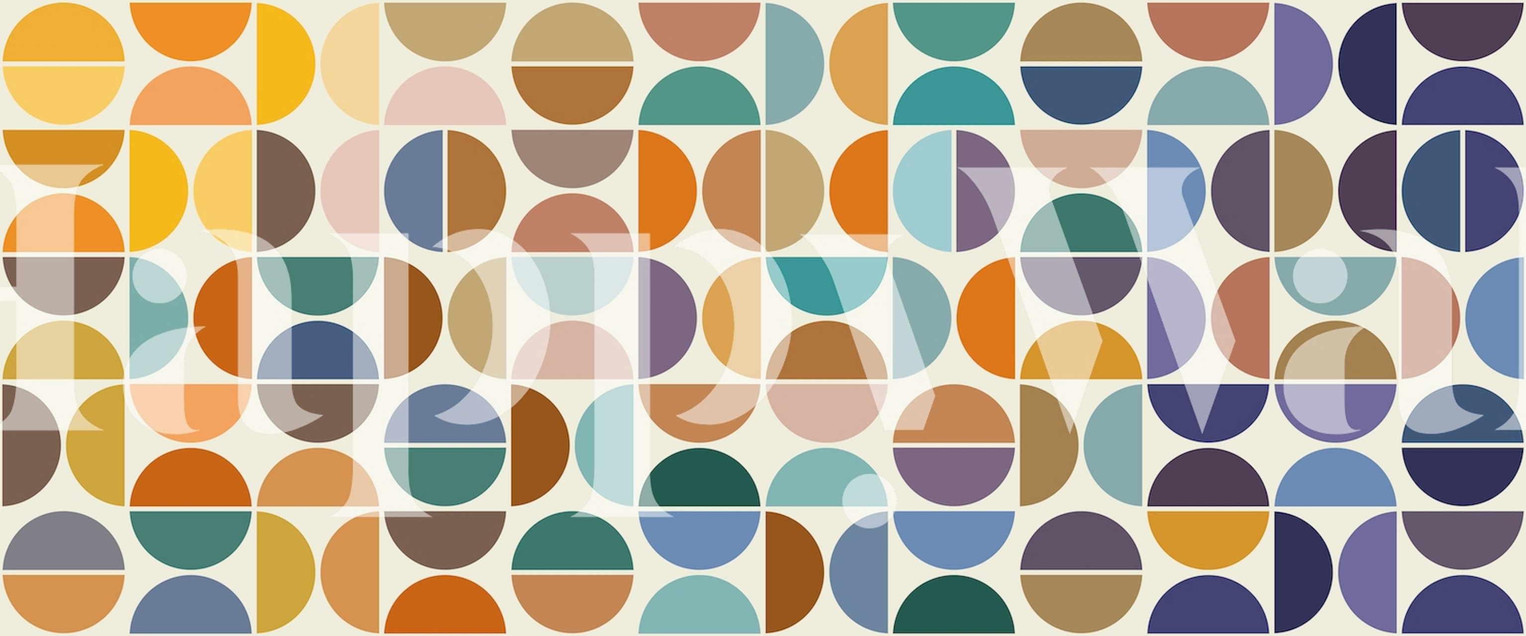 Geometric pattern of overlapping circles wall mural in multiple colors
