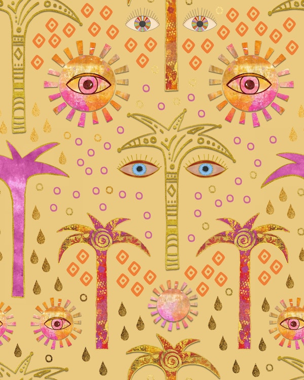 Surreal Oriental Mystic With Magic Eye Yellow