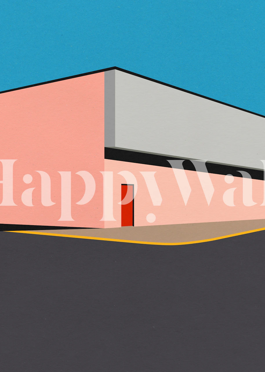 Warehouse wallpaper displayed in a room