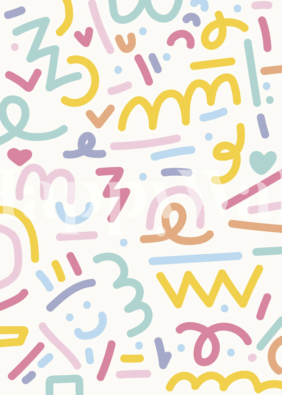 Colorful abstract doodle patterns on a light background wallpaper