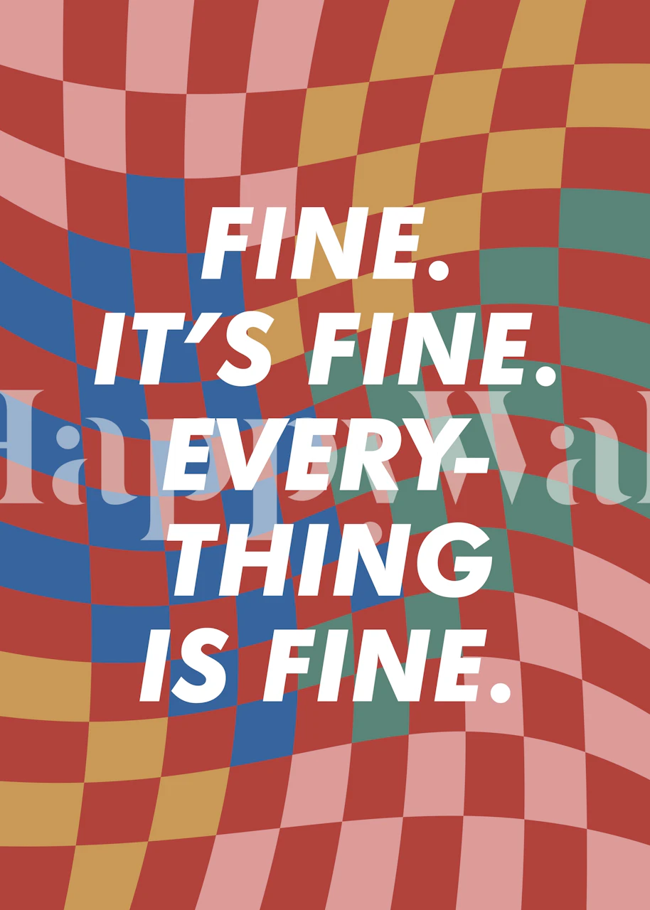 Colorful wallpaper with positive messaging in a room