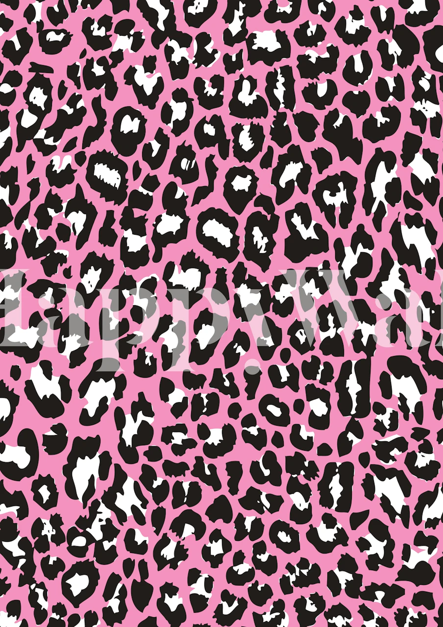 Pink leopard print wallpaper in a room