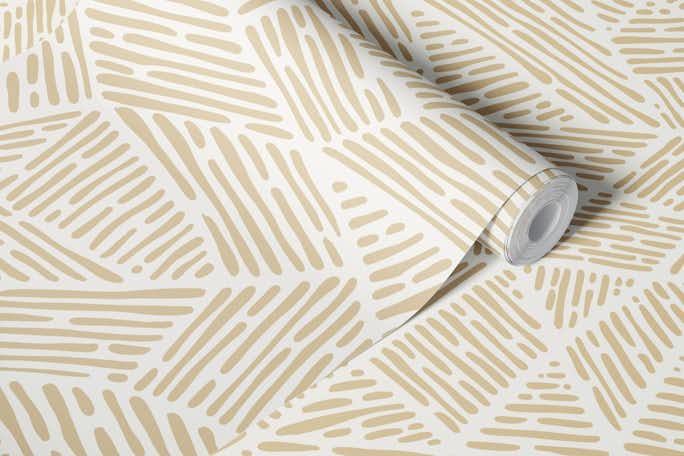 Striped boho mosaic in beige offwhitewallpaper roll