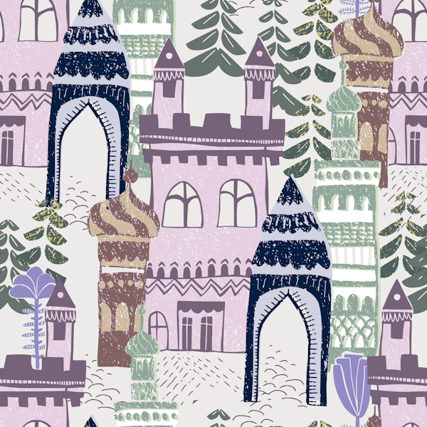 Block print Home castle pattern soft
