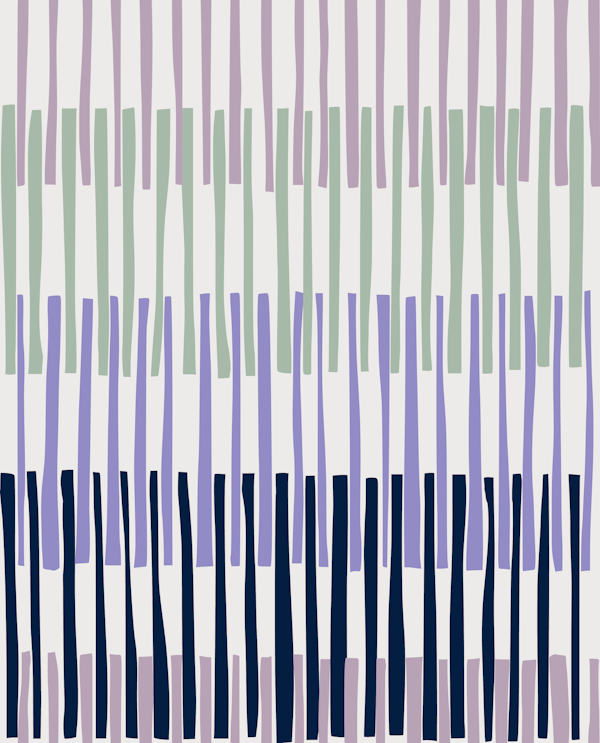 Block print geometrics stripes lilac blue