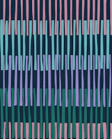 Block print geometrics stripes dark blue wallpaper
