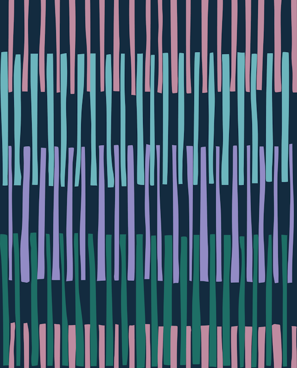 Block print geometrics stripes dark blue