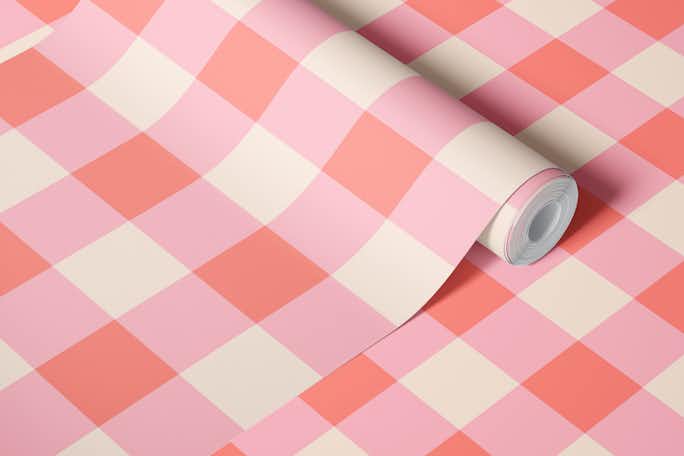 Peach Fuzz Checkered Themewallpaper roll