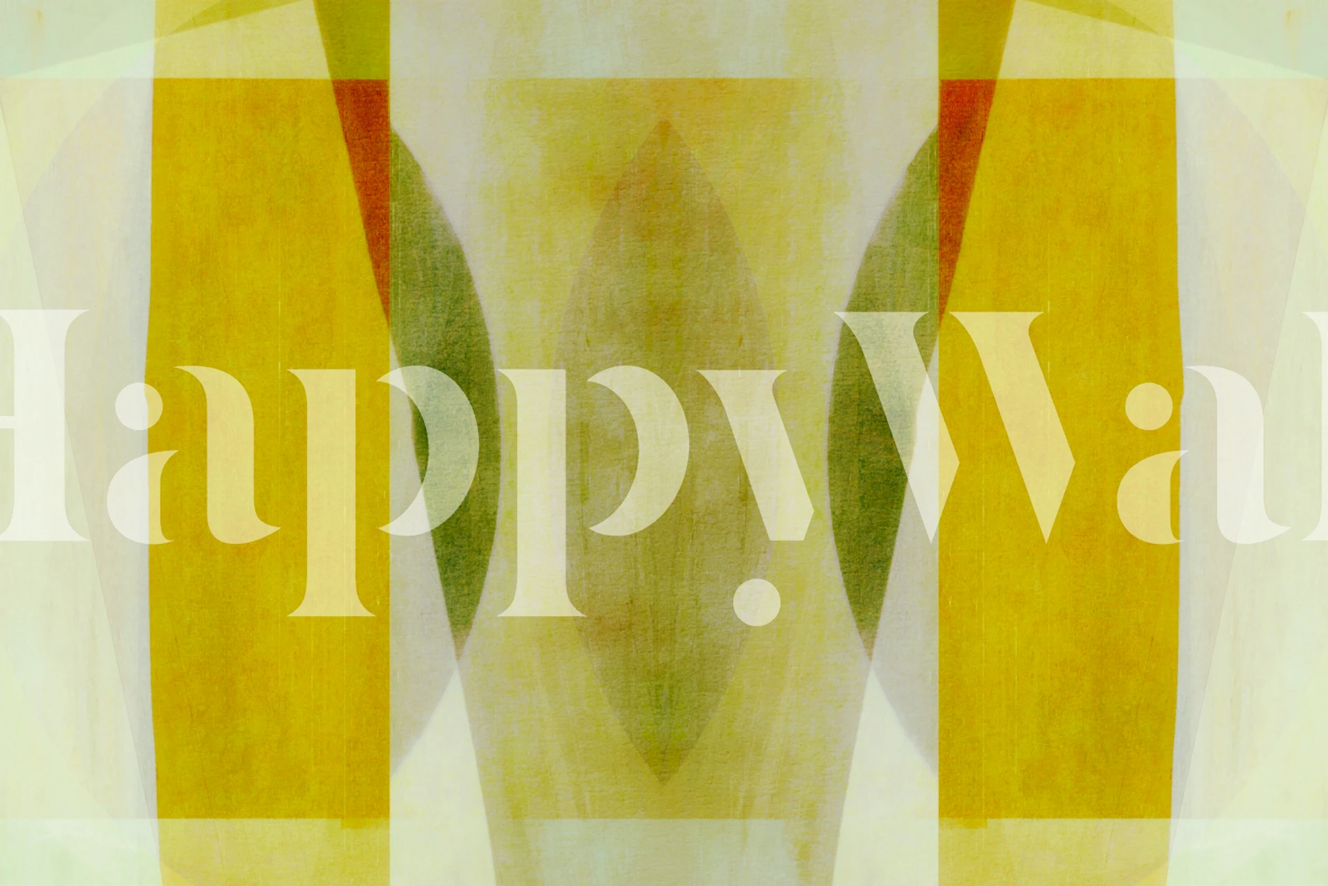 Abstract yellow and green botanical shapes wallpaper