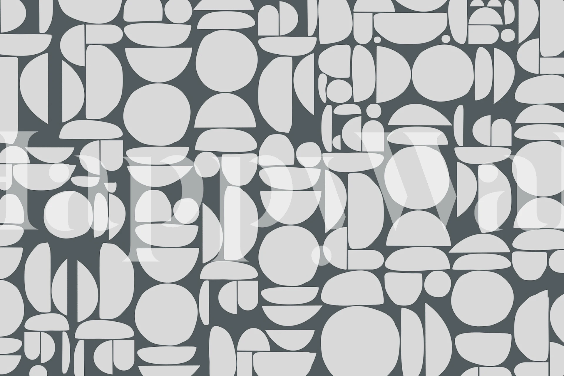 Grey geometric shapes with rounded elements wallpaper